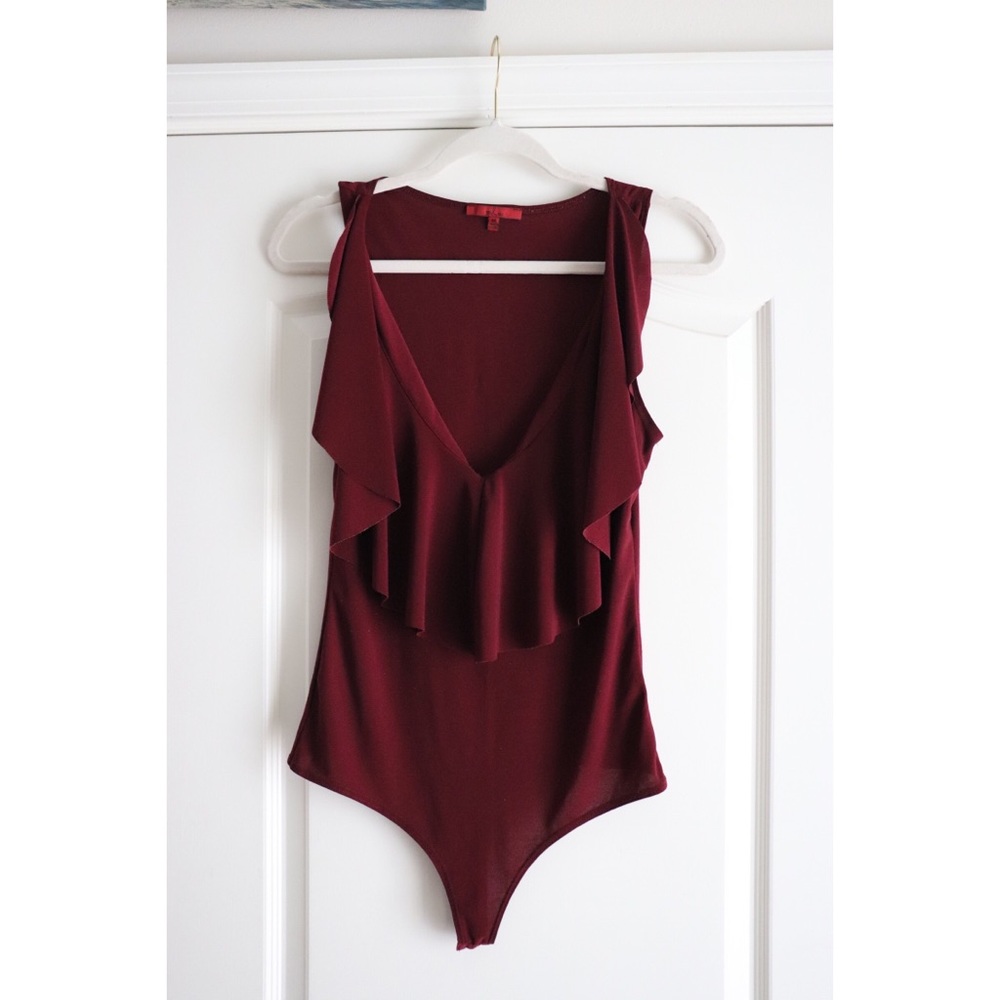 Burgundy Ruffle Bodysuit